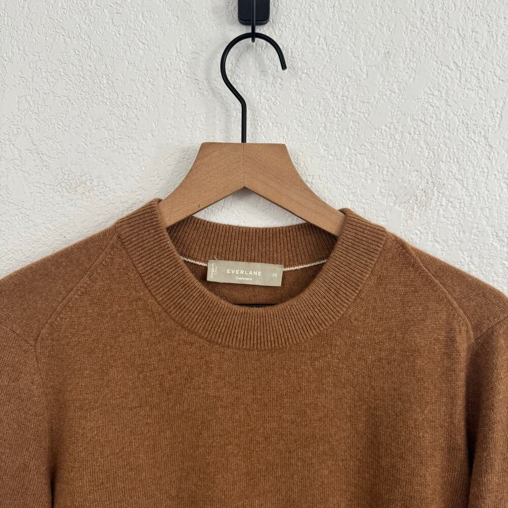 Everlane Cashmere Crew Neck Long Sleeve Pullover Sweater Whiskey Brown XS - Picture 4 of 12